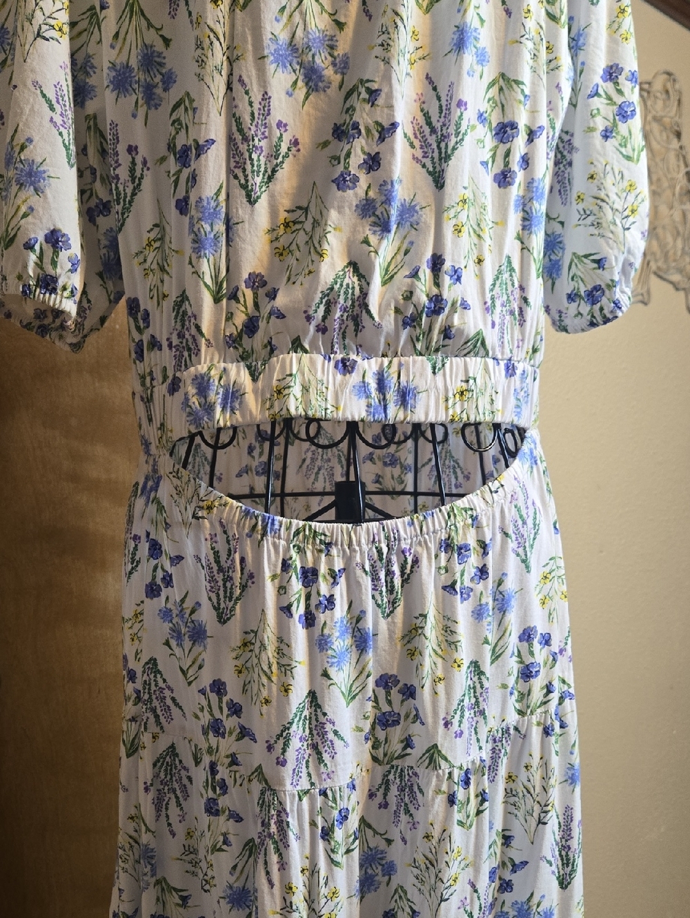 LOFT White Maxi Dress with Blue and Green Floral Print - Picture 7 of 9